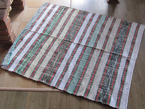 Ručně tkaný handrový koberec zelený 70 x 180 cm