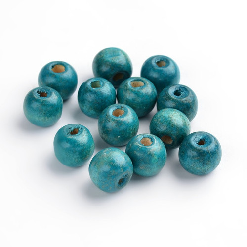 Dřevěné korálky pr.12mm (100g) - nebeská modř