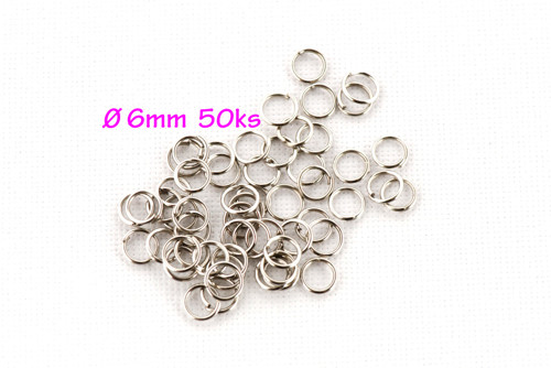 Kroužek spojovací 6mm 50ks platina
