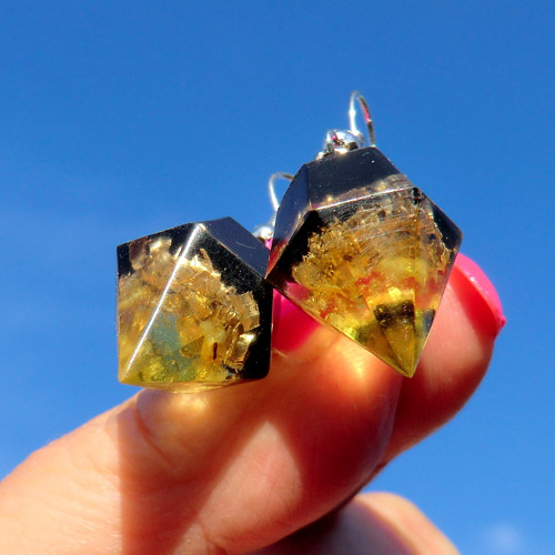 Orgonit Náušnice *Diamant* ŠTĚSTÍ * krátké