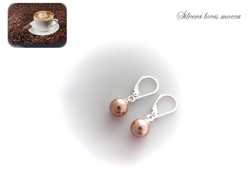 Stříbrné 925 naušnice Mocca perla Sw