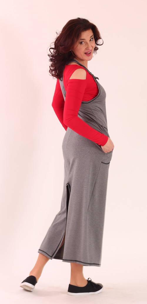Šedá dlouhá šatová sukně — foto 1