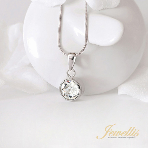 Ocelový náhrdelník Swarovski - Crystal F