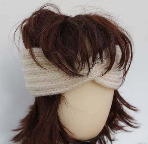 Ručně pletená čelenka / Turban – smetanová