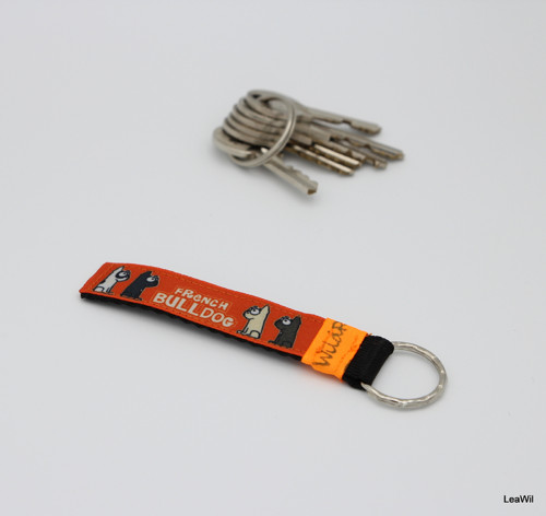 Klíčenka taft 2cm buldoček - pásek s očkem