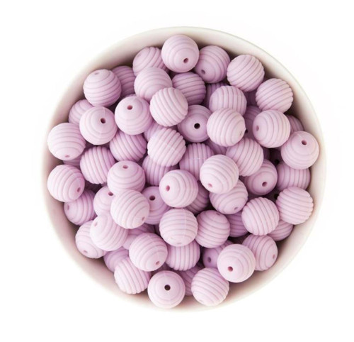 Vroubkované silikonové korálky 15mm (1ks) - purple