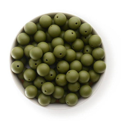 Silikonové korálky 15mm (10ks) - olive