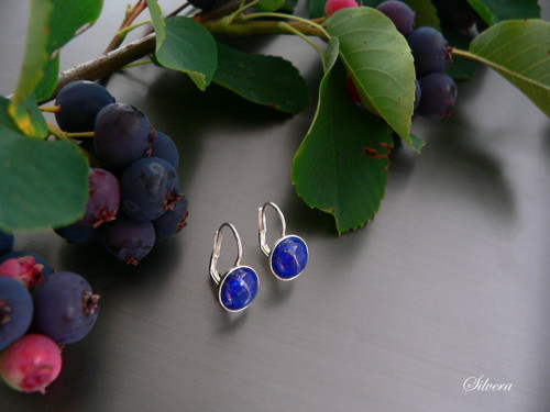 Stříbrné 925 Naušnice s LAPIS LAZULI — foto 1