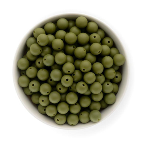 Silikonové korálky 12mm (10ks) - olive