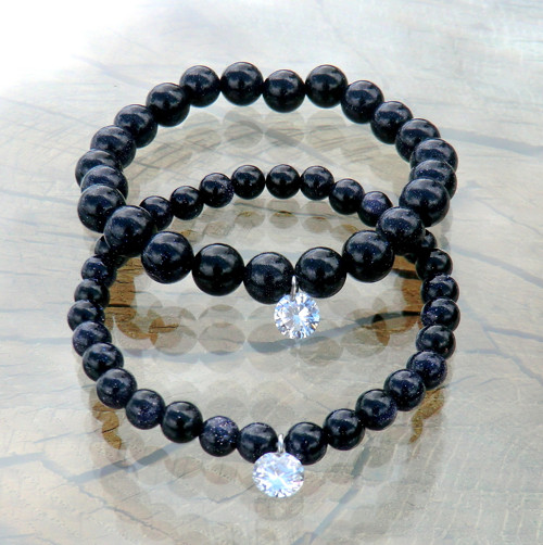 Elegant * Třpytivé Goldstone 8 mm * chir.ocel — foto 1