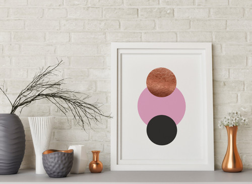 Plakát – Geometrický – rose gold-růžovo-šedý 1