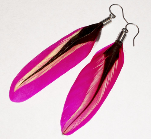 Peříčkové náušnice (č.37) - fuchsiové (magenta)
