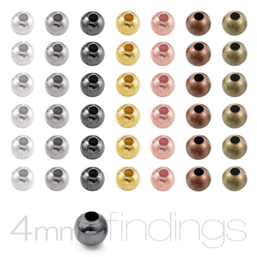 Kovové korálky 4mm / 30ks / Stříbrné