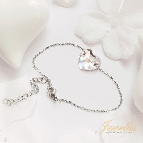 Ocelový náramek Swarovski srdce