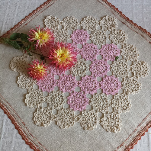 VELKÁ KVĚTINA II - barva přírodní a růžová, 60cm