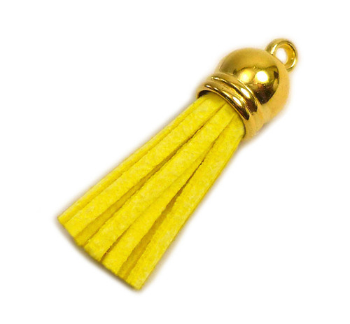 Semišový střapec citrónový 40mm, 1ks