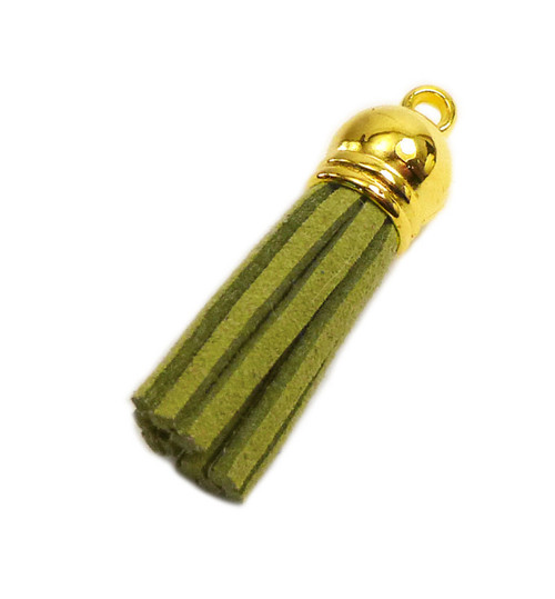 Semišový střapec olivový 40mm, 1ks