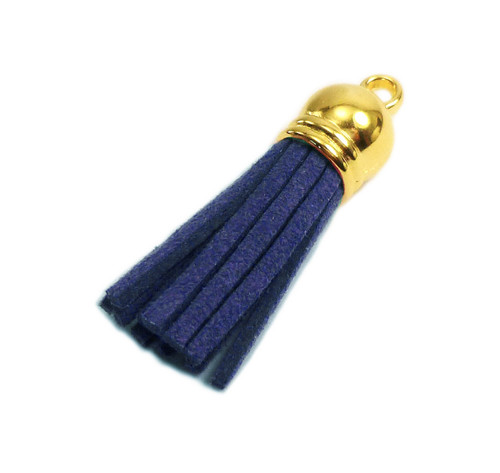 Semišový střapec indigo 40mm, 1ks