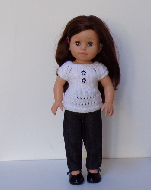 Bílý svetřík a kalhoty na panenku Paola Reina 43cm