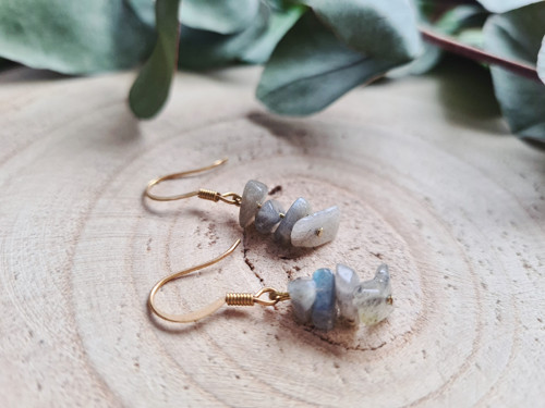 Simple gold labradorite - náušnice /sleva ze 69 Kč