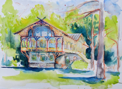 Autorská pohlednice z akvarelu - Tančírna III (A5)