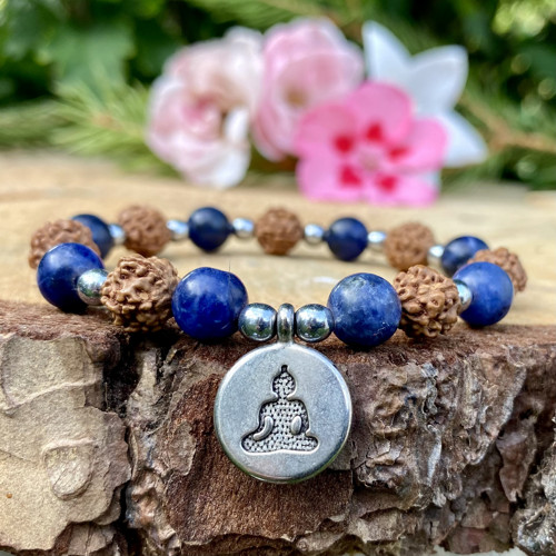 Náramek sodalit, rudraksha, hematit,