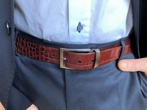 Elegantní pánský kožený opasek - Crocodile