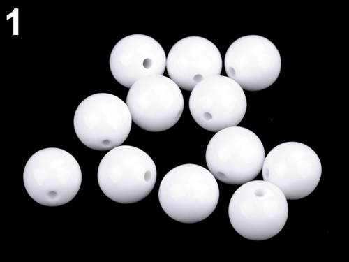 Plastové korálky Color Ø12 mm (20ks)- bílá