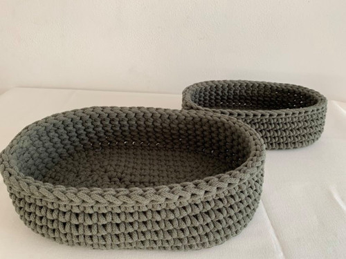 Háčkovaná ošatka oválná khaki — foto 1