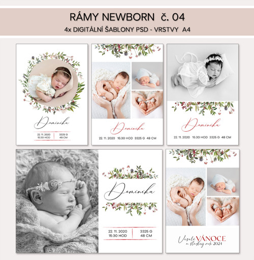 NEWBORN, VÁNOCE rám č. 04 - digitální šablony PSD