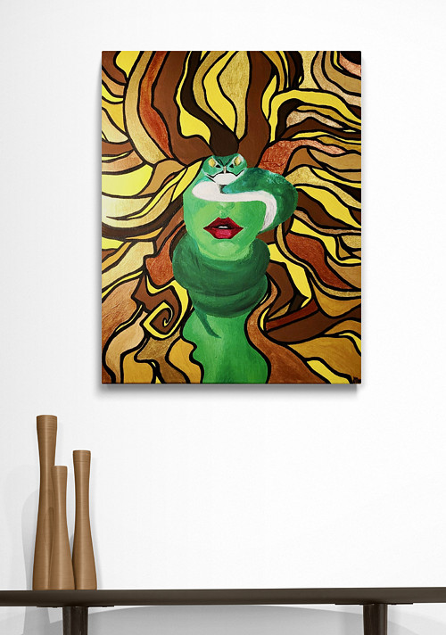 Obraz, malba "Medusa"
