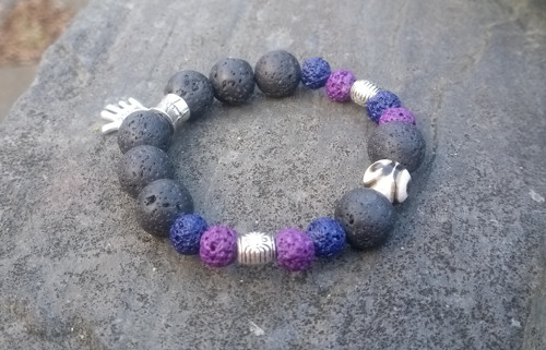 Lávový náramek s dzí achátem-ochranný amulet
