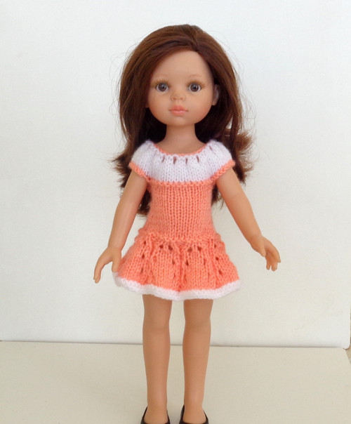 Lososové šaty na panenku Paola Reina 32 cm