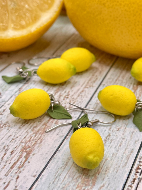 Náušnice malé citrony visací — foto 1
