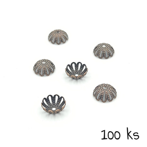 Kaplík košíček tmavá měď 10x4 mm, 100 ks