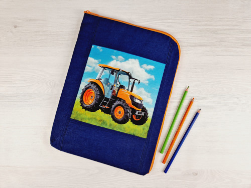 Pouzdro/obal na sešity - na A4 - traktor oranžový