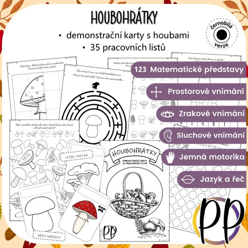 Houbohrátky - černobílá varianta (PDF)