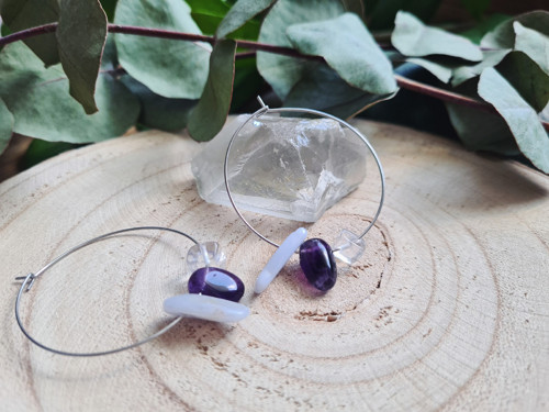 Simple hoops - chalcedon, ametyst, křišťál — foto 1