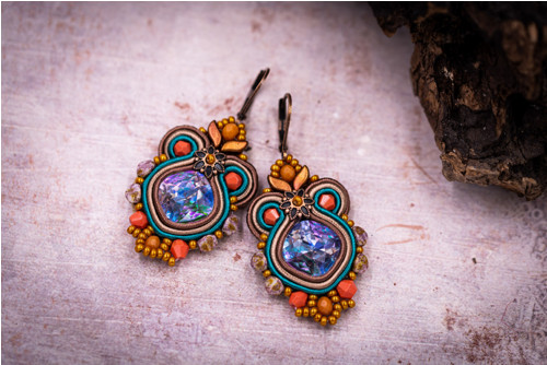 Sutaškové malé náušnice - soutache earrings