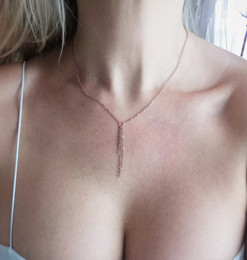 Ocelový náhrdelník*střapec*rosegold — foto 1