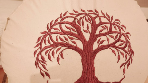 Vyšívaný puff mandala, průměr 40cm strom života