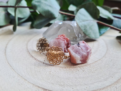 Mandala red agate - nerez náušnice — foto 1