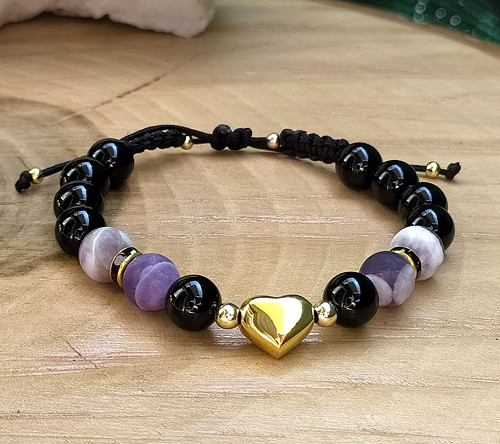 Náramek z minerálů - onyx,ametyst chevron