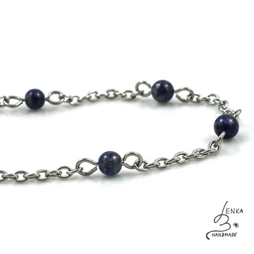 Náramek Řetízkový s lapisem lazuli - S.Steel