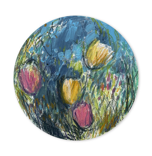 “Čtyři tulipány” / průměr 30 cm / plátno