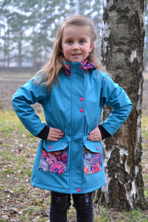 Softshellový kabátek - petrolej/ornamenty