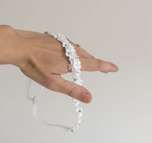 Svatební podvazek “Fleur” WHITE