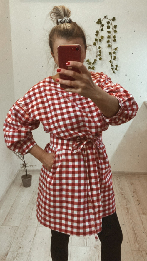 Bavlnené Šaty/Tunika s Vreckam /GINGHAM/ — foto 1