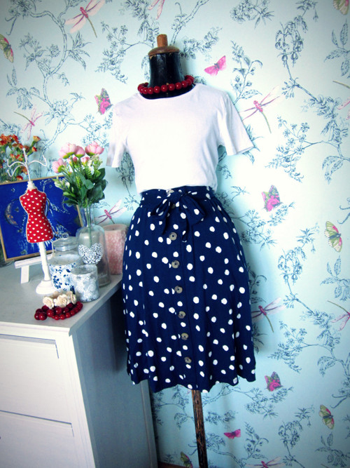 Sukně retro puntík modrobílý — foto 1
