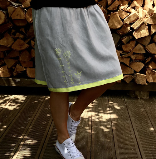 Lňená sukně neon — foto 1